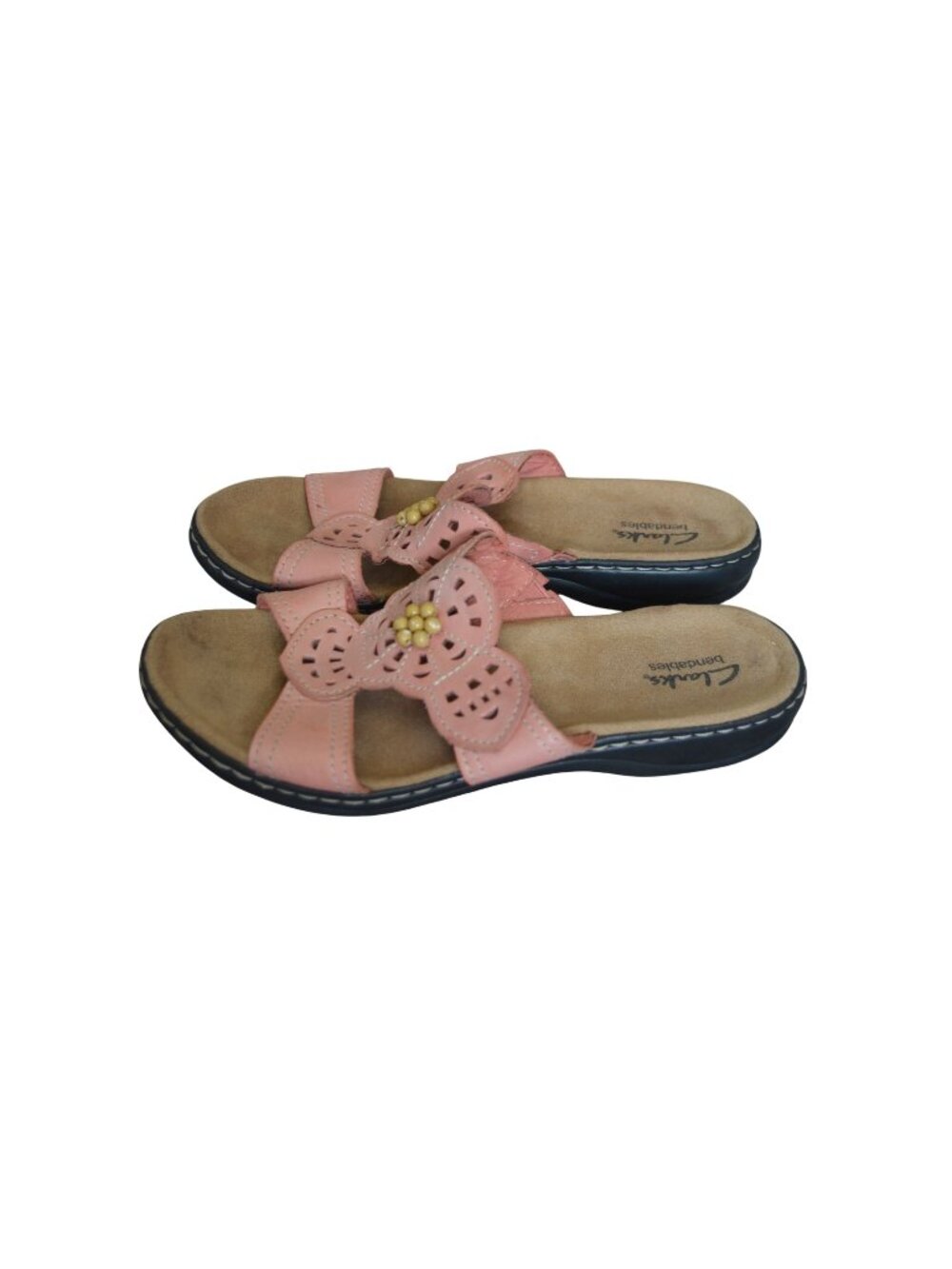 Clarks Bendables Pink Mandala Leather Boho Sandals Women Size 7.5W Casual Summer